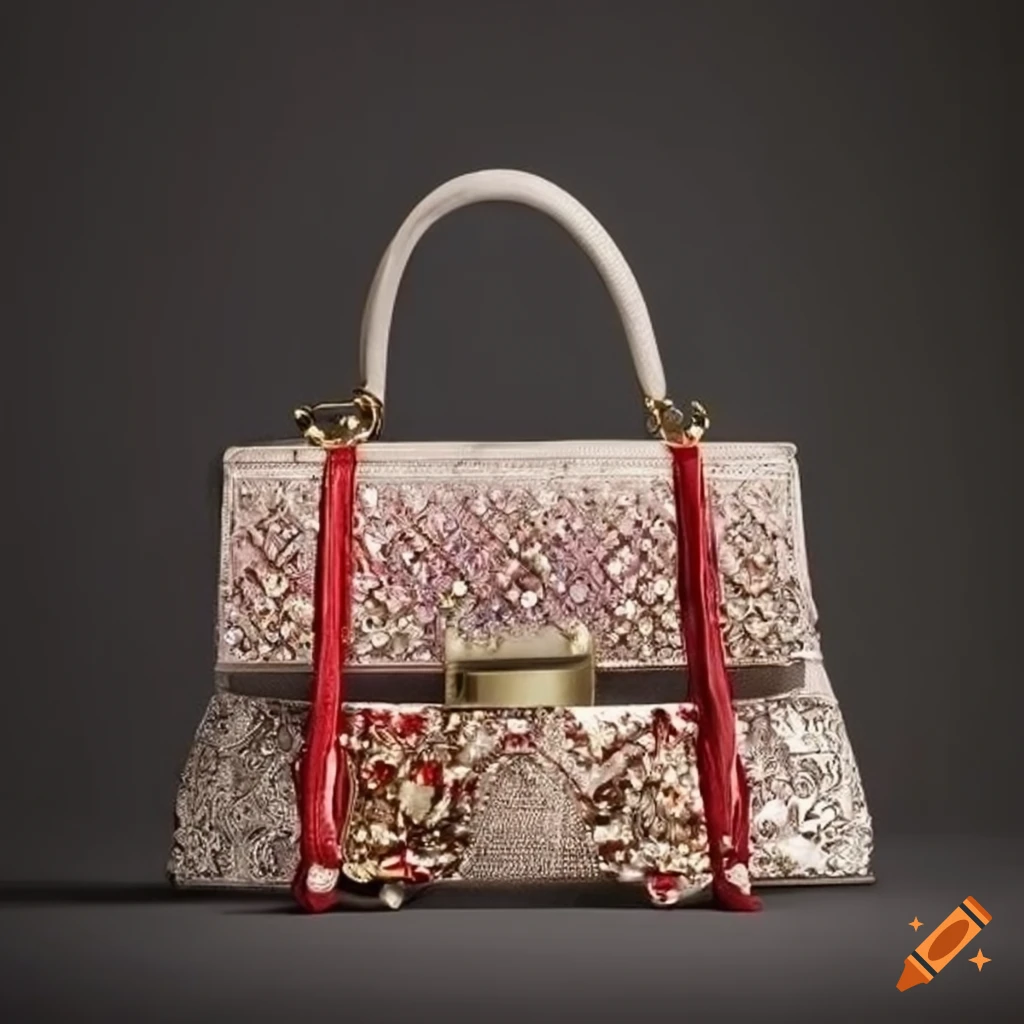luxurious bag with silk embellished front flap
