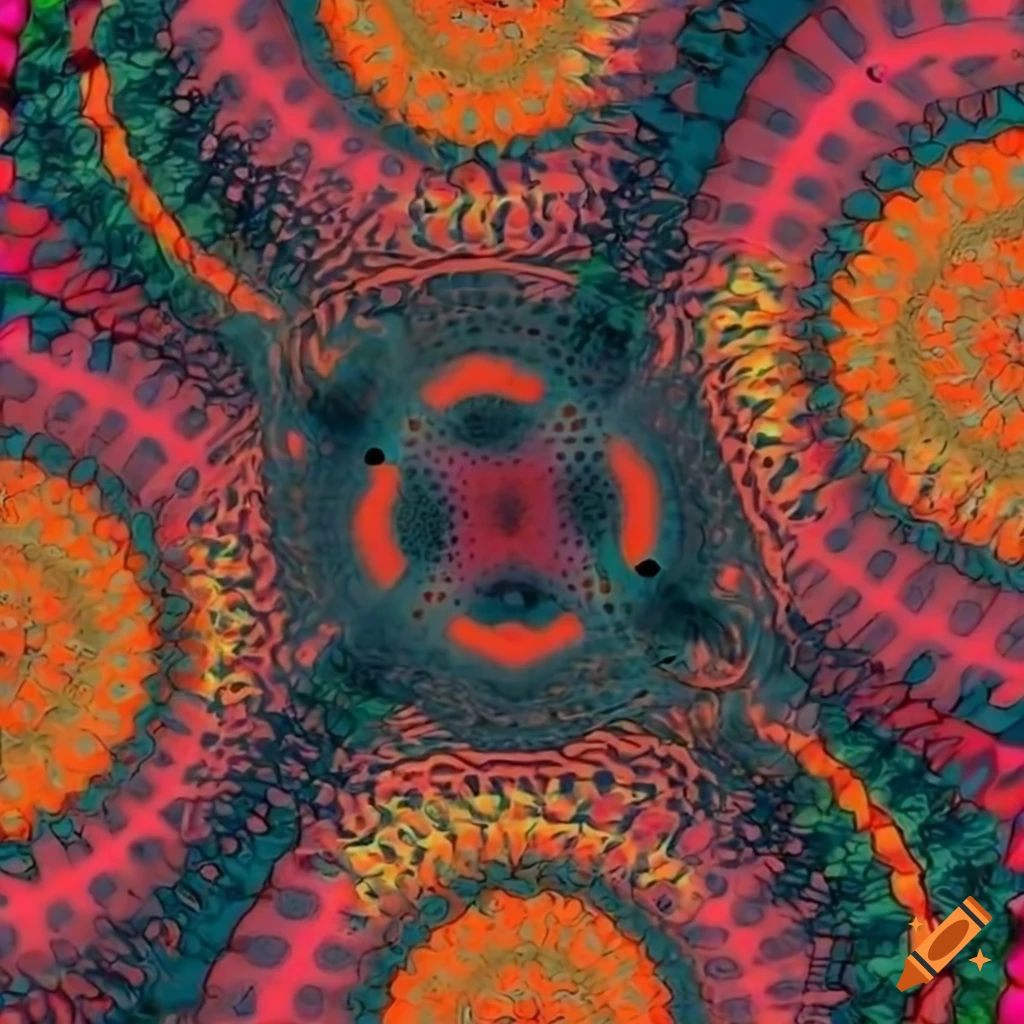 abstract tessellation in black, red, and orange