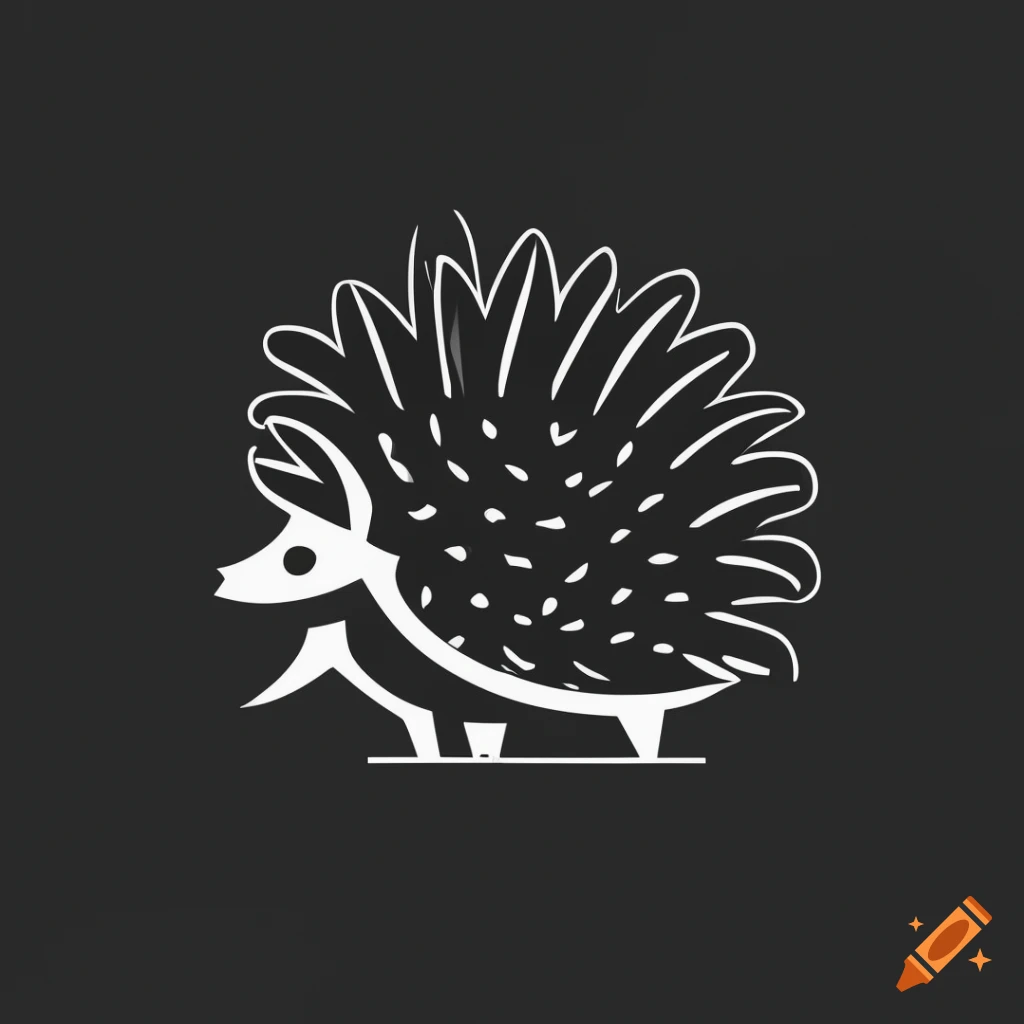 minimalist logo design of a hedgehog