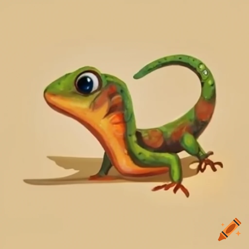 cute cartoon baby lizard