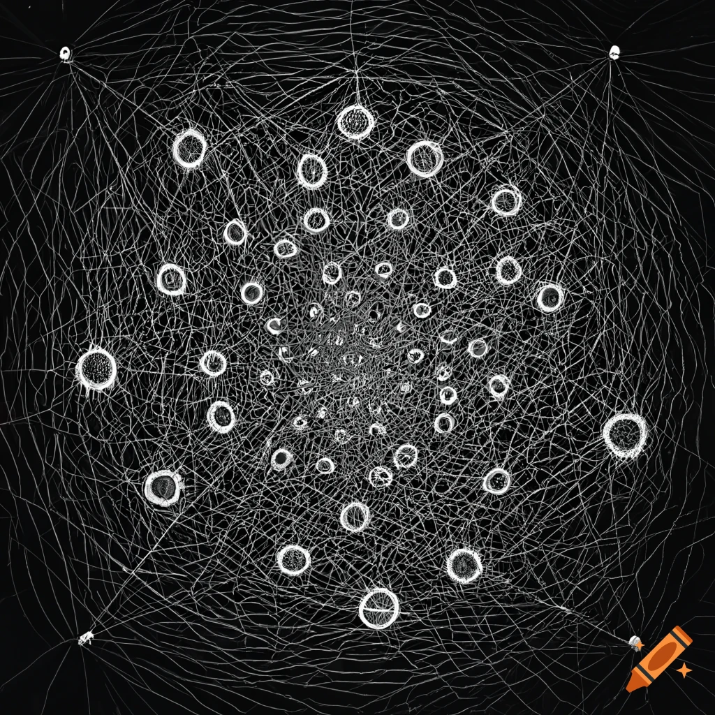 abstract black and white network graphic