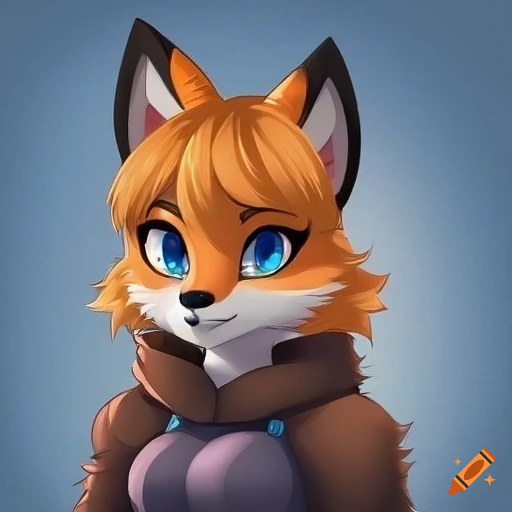 Detailed anthro female fox character design on Craiyon