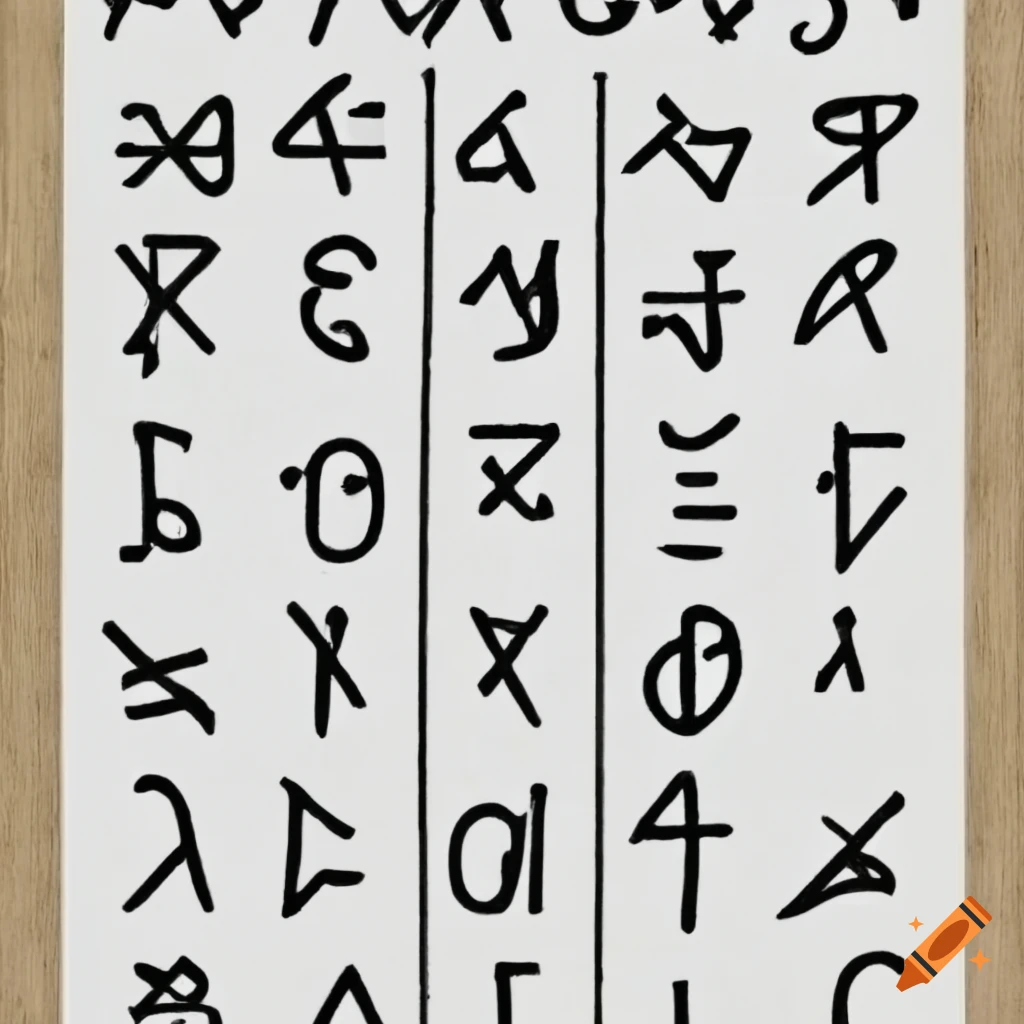 Poster with various language alphabets and symbols on Craiyon