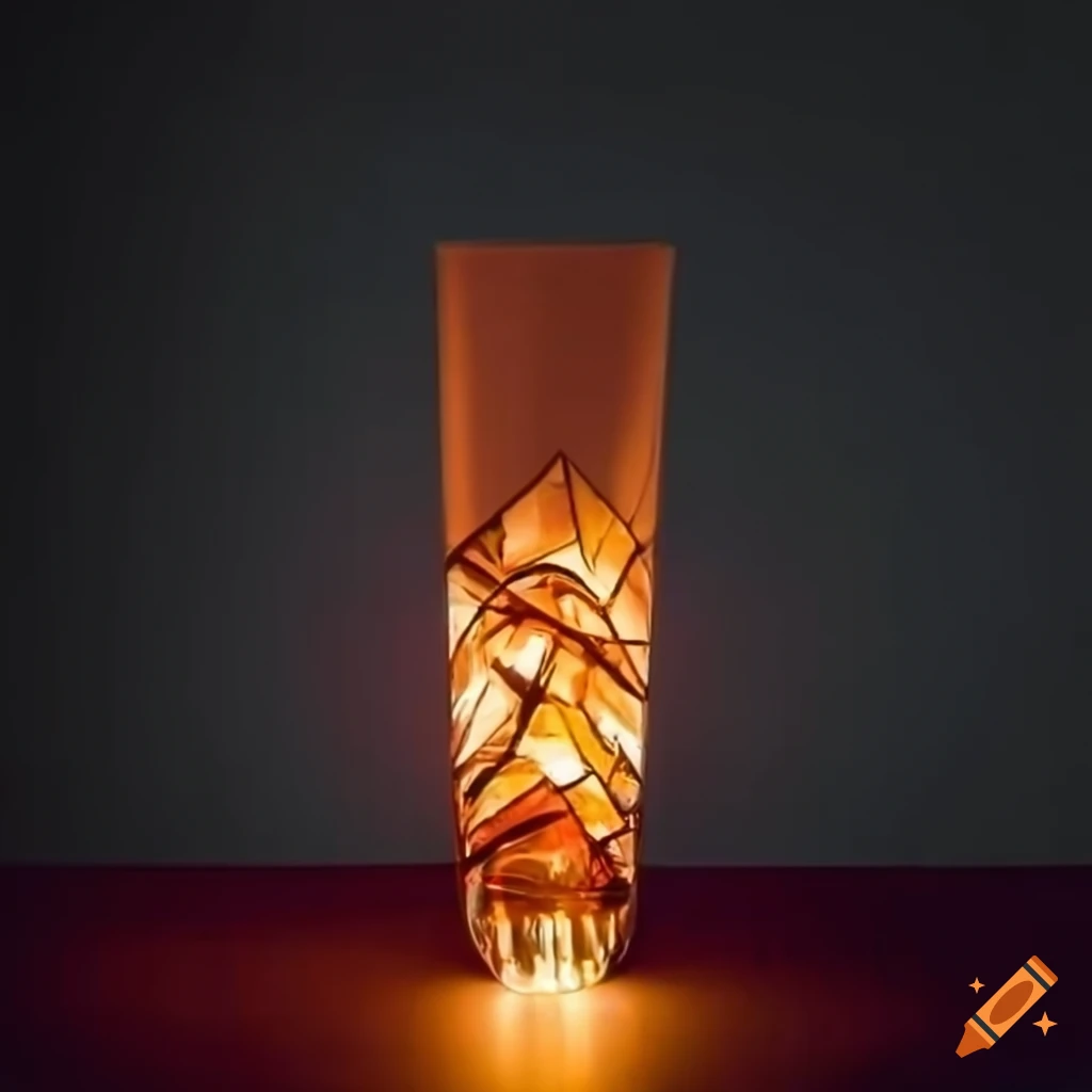 cubist glass vase with dramatic lighting