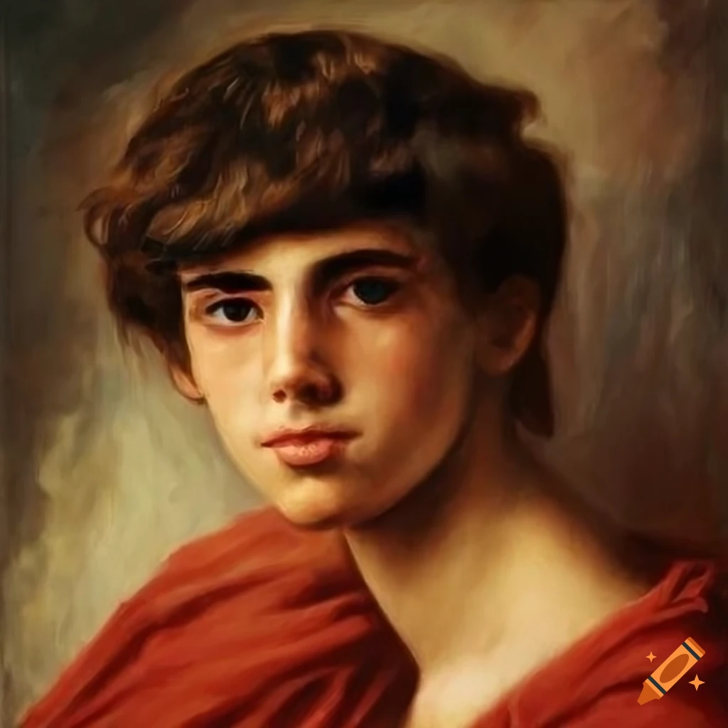 detailed oil painting of the Greek god of beauty