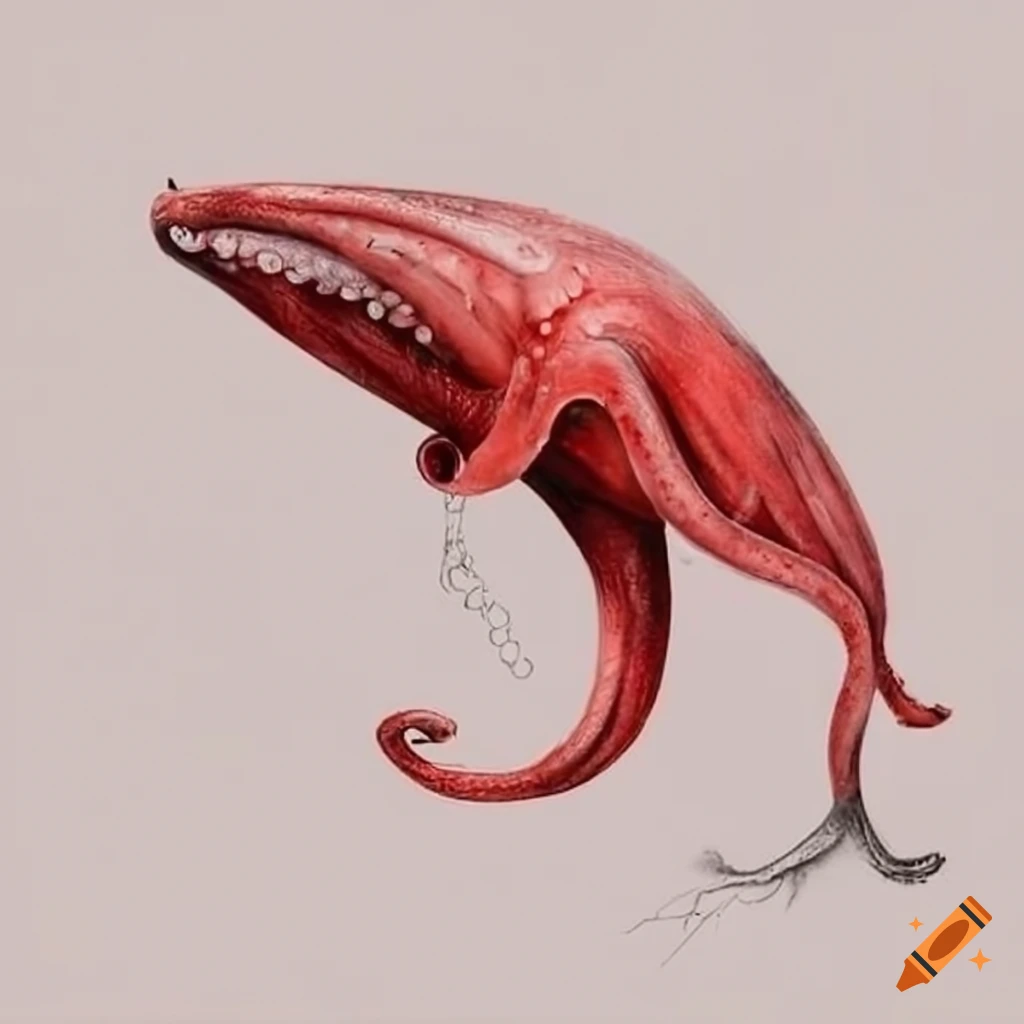 red whale with squid tentacles