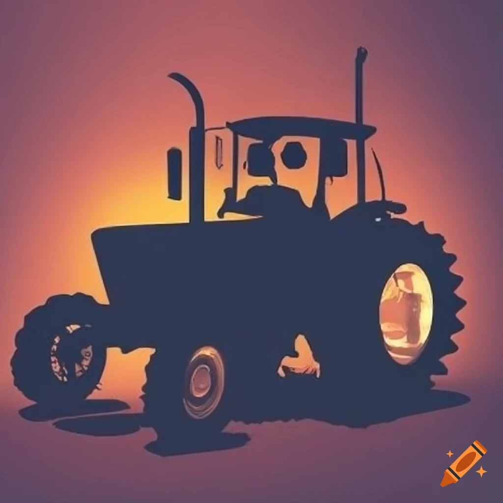 Silhouette of a case tractor with a family on Craiyon