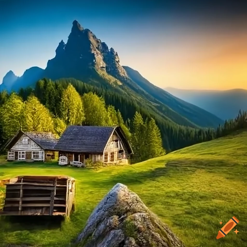 mountain scenery with a cottage