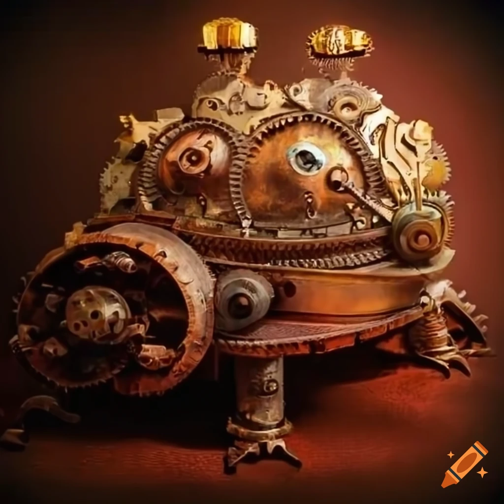 translucent steampunk turtle machinery