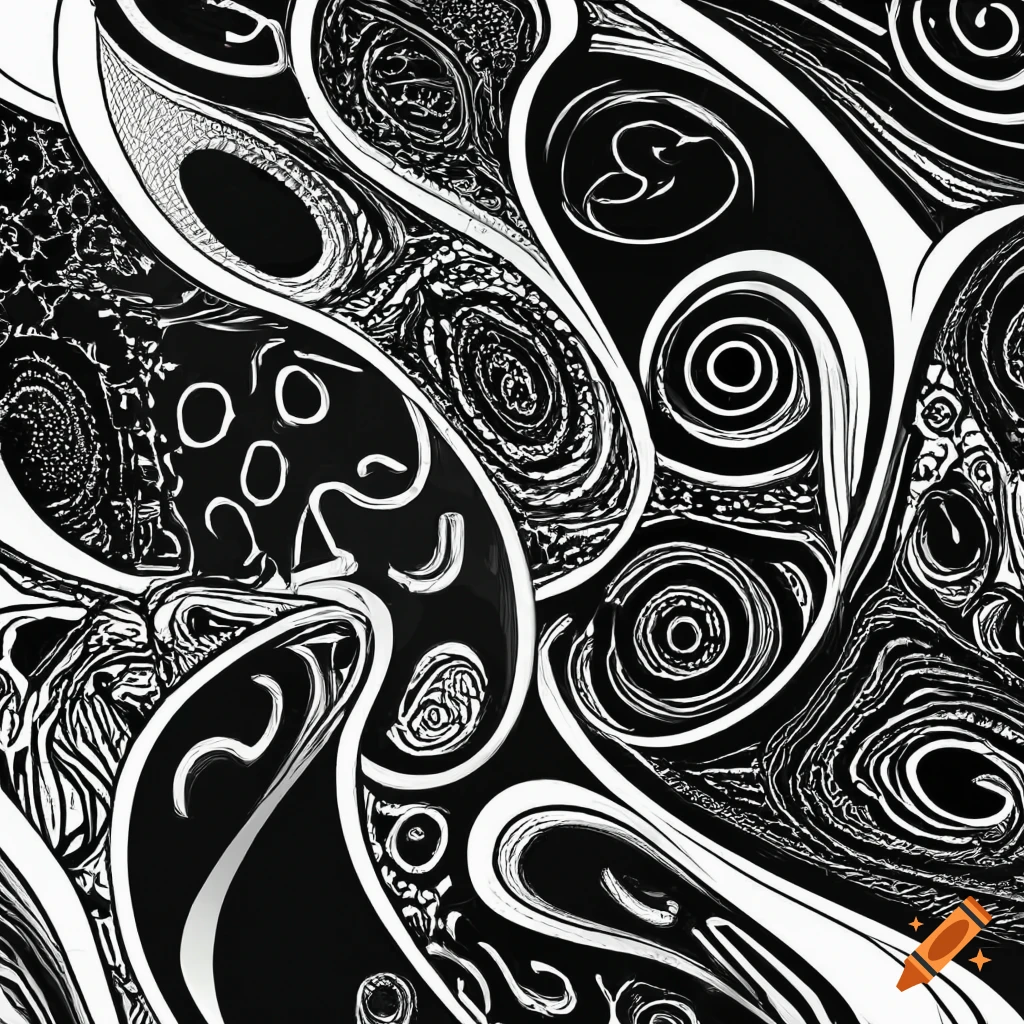 abstract black and white coloring page