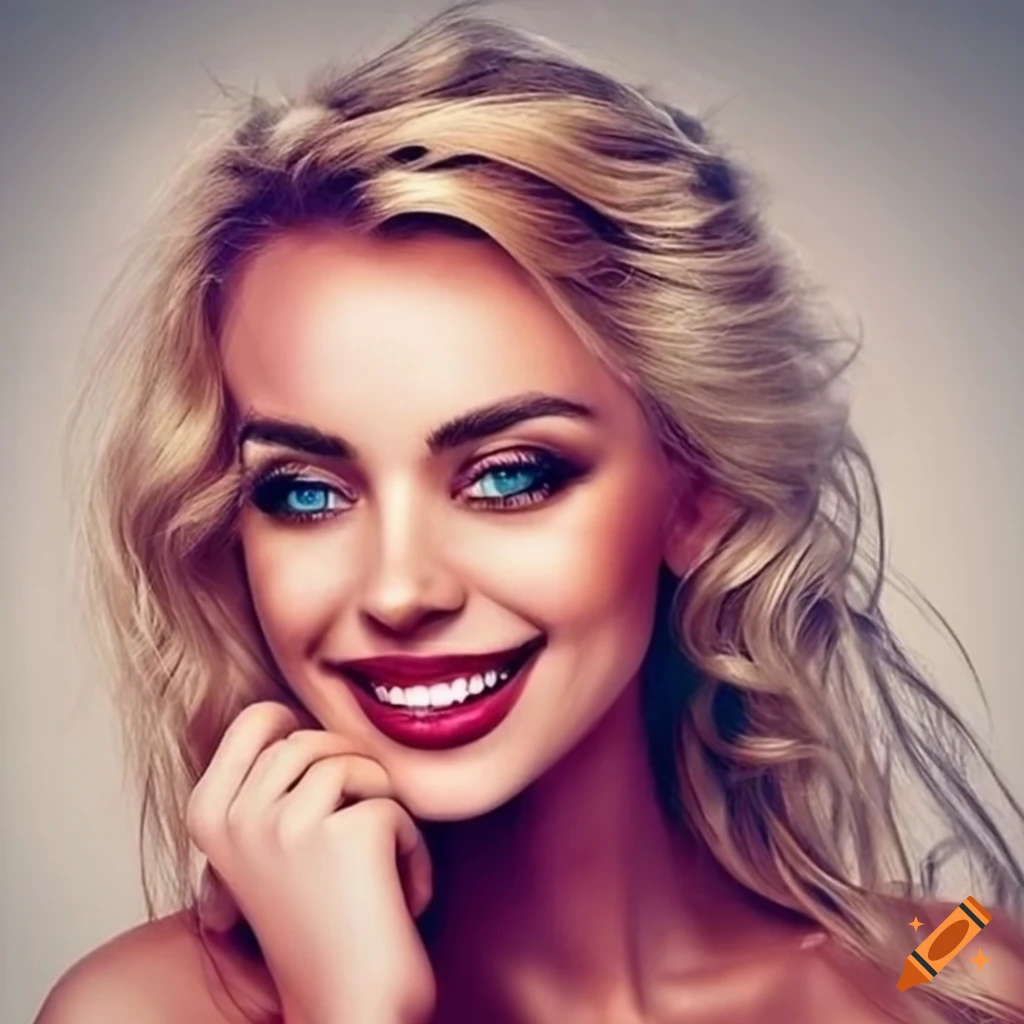 blond woman with a captivating smile and a UFO