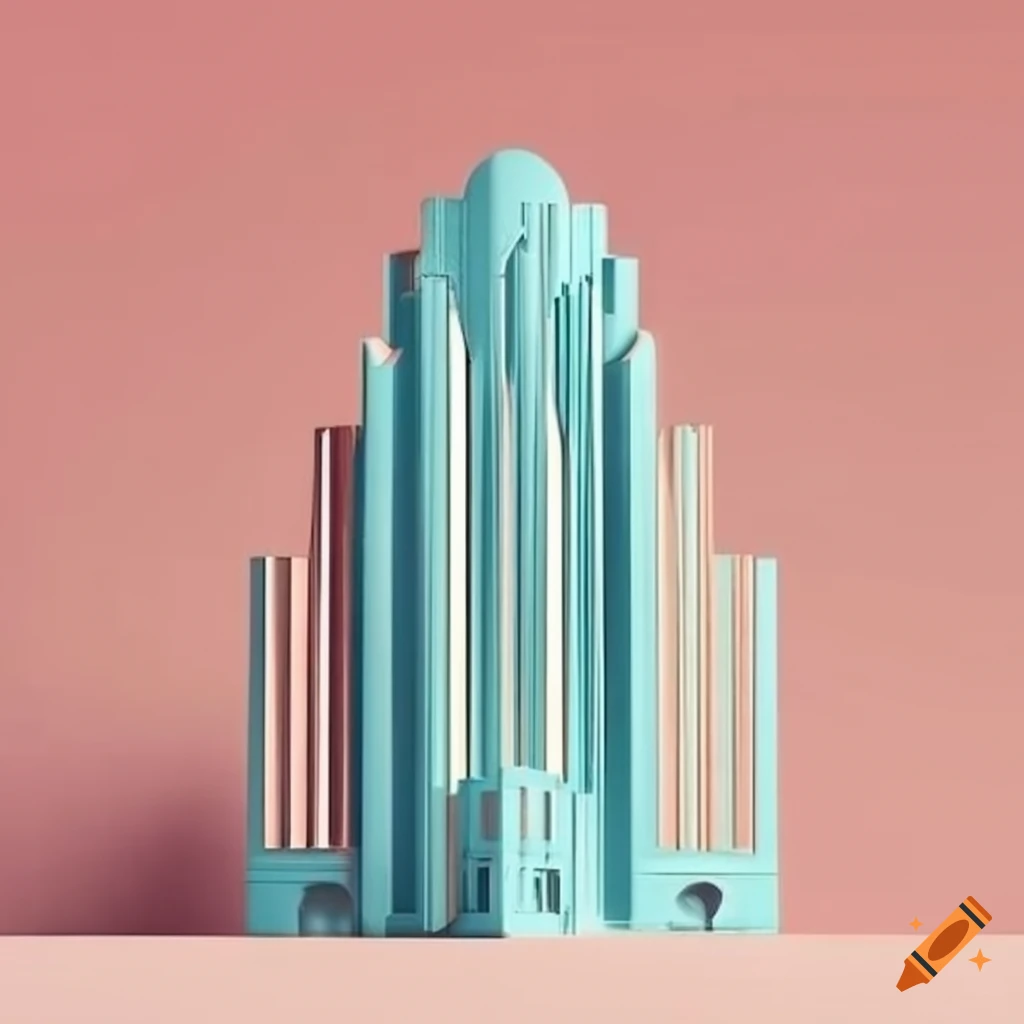 minimalist art deco architecture in pastel colors