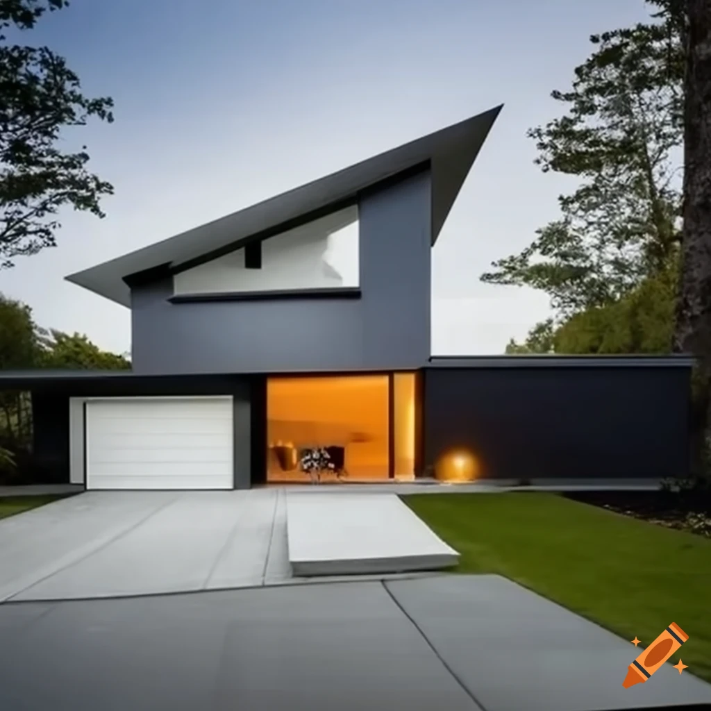 minimalist modern house with clean lines and garage