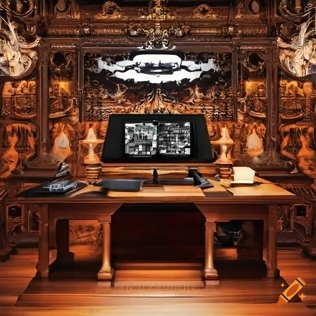 spacious study room with rock and metal music theme