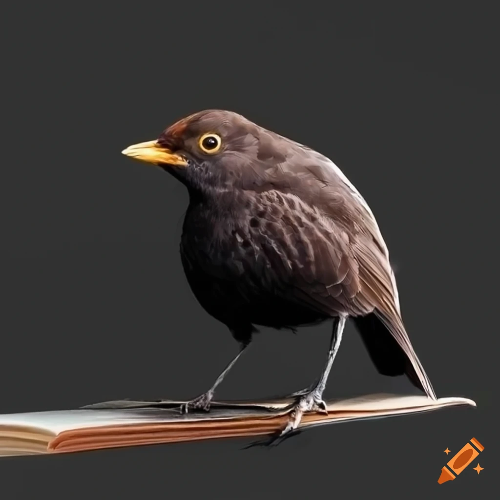 image of a blackbird reading a book
