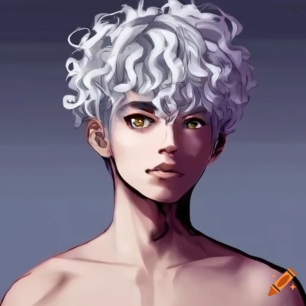 Illustration of a male animeinspired character with unique hairstyle