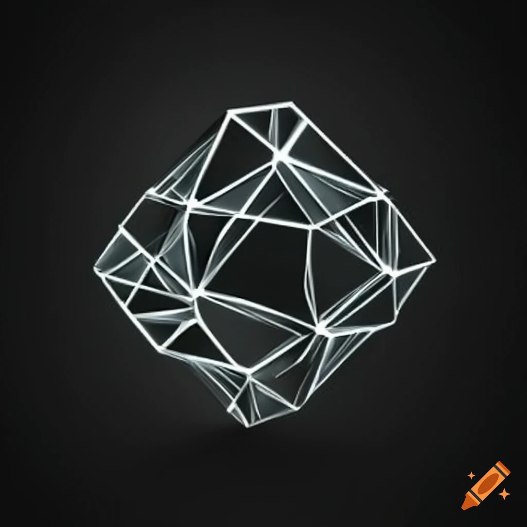 Black and white 3d geometric shape artwork on Craiyon