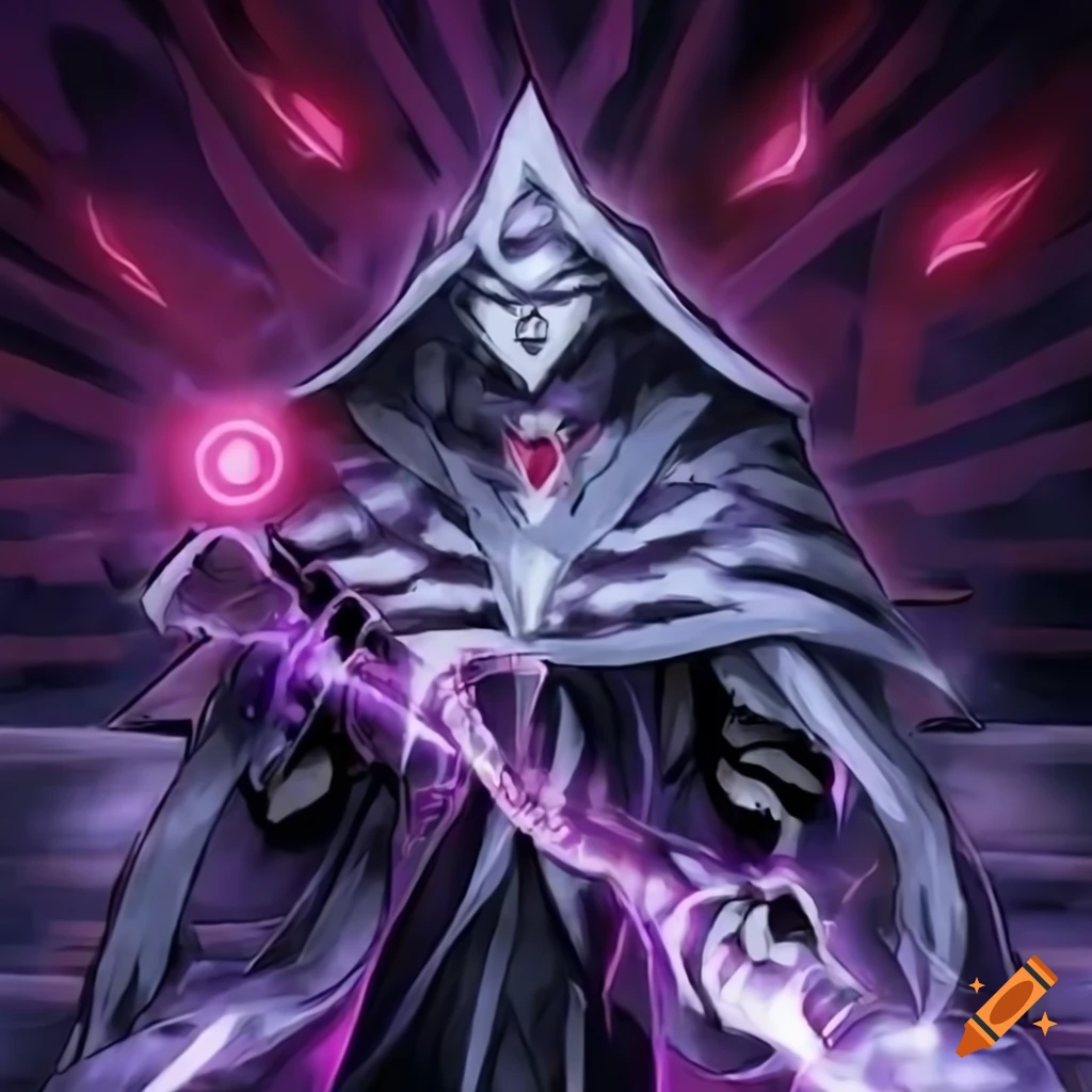 illustration of an evil magician casting red magic
