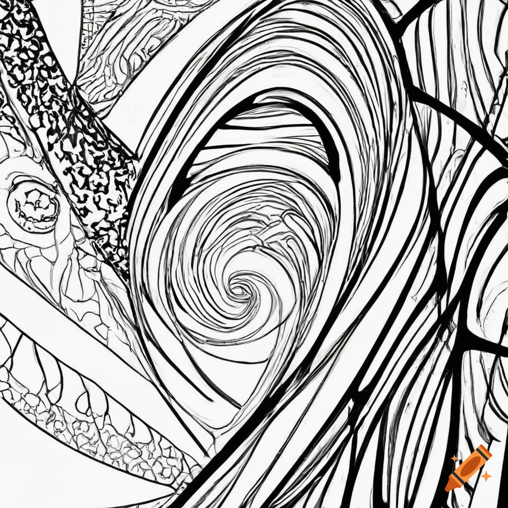 Black and white abstract coloring page on Craiyon