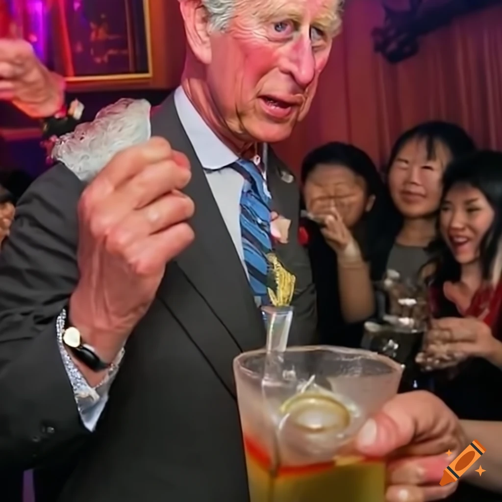Prince Charles singing at a karaoke club