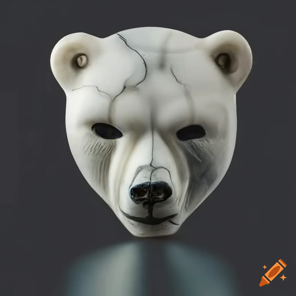 sculpture of a polar bear death mask
