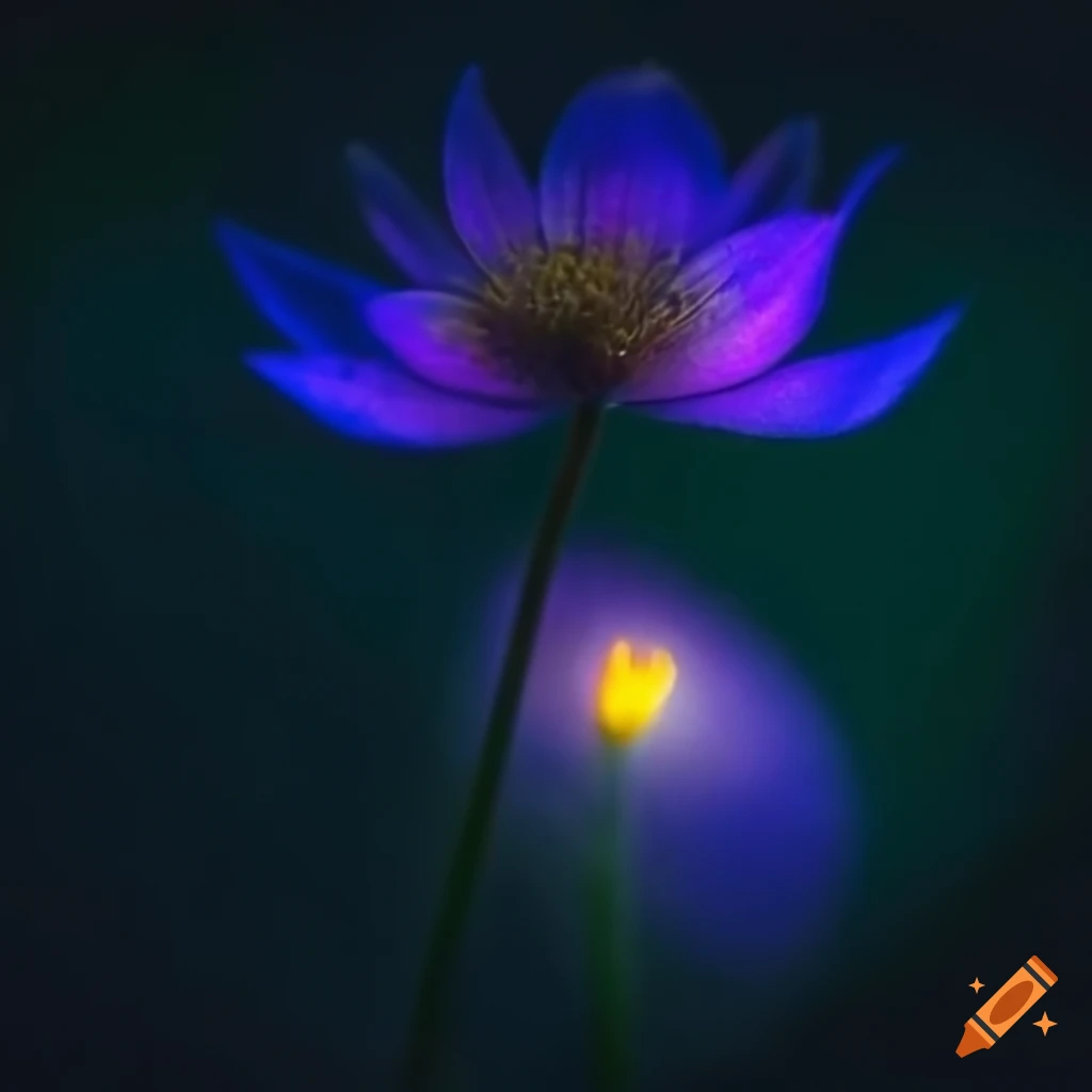 glowing flower in moonlight