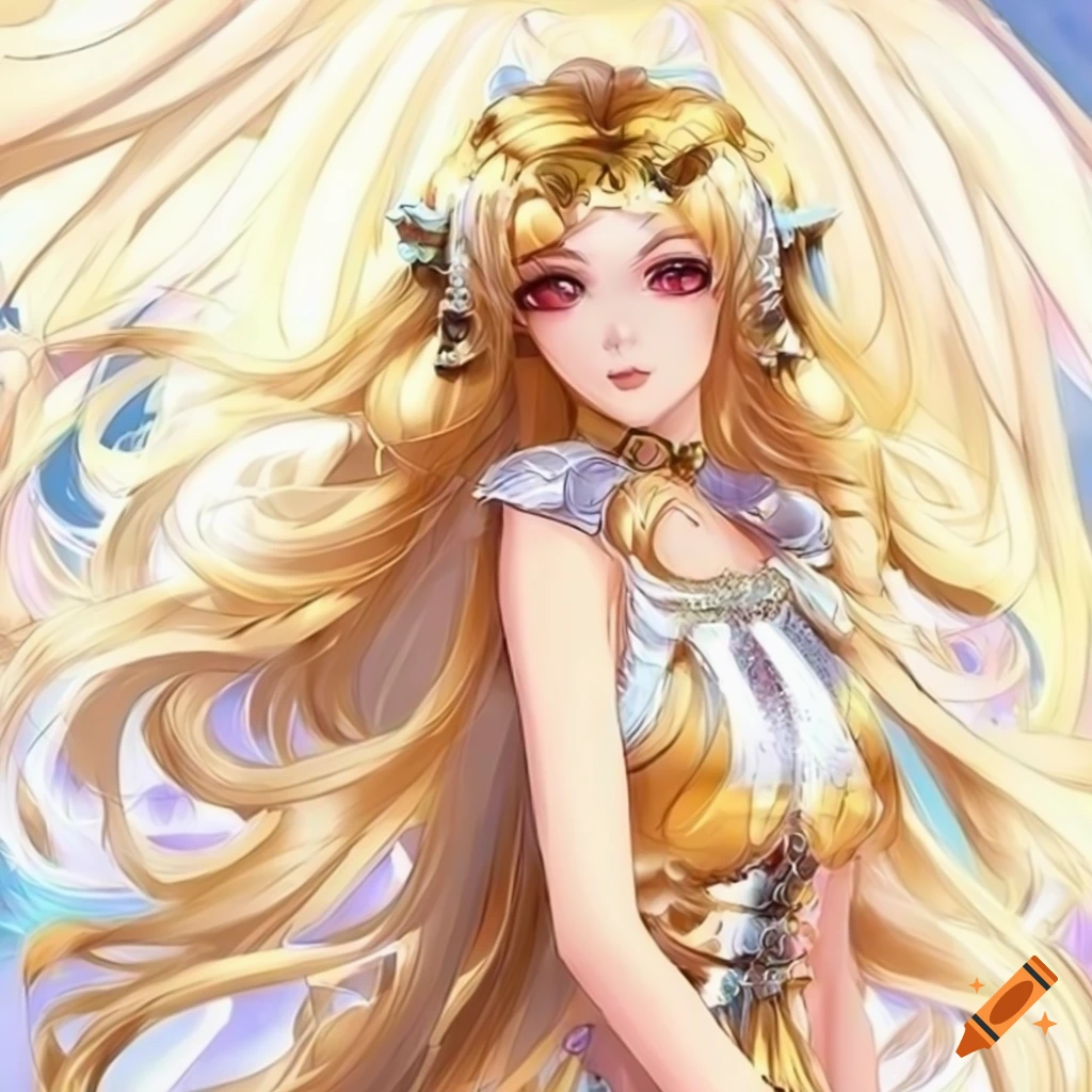 artistic depiction of Greek Goddess Iris with golden wings