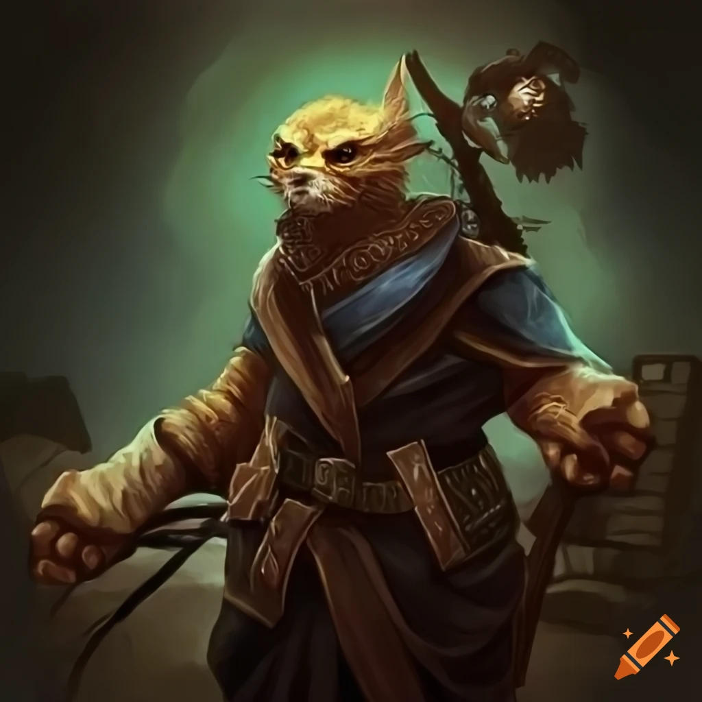 illustration of a curious and determined Tabaxi rogue