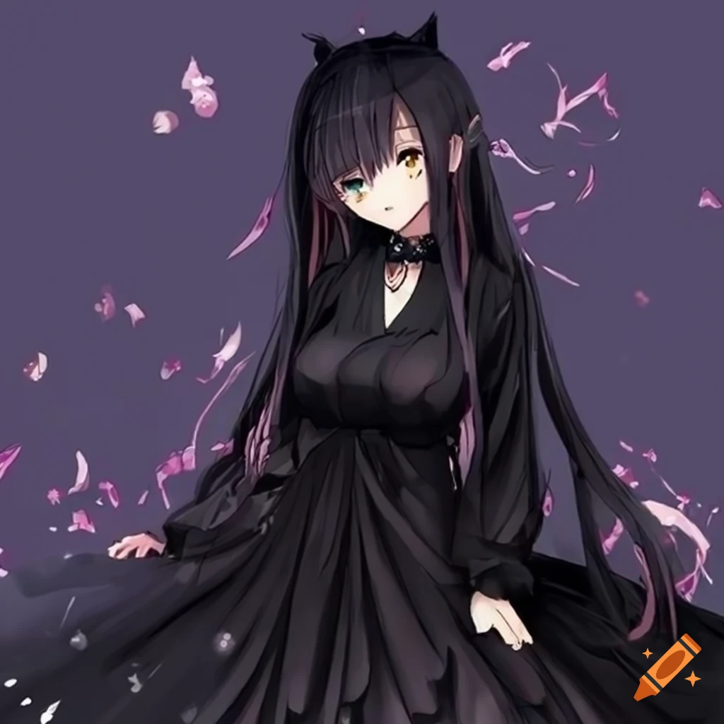 image of an anime character wearing a frilly black dress