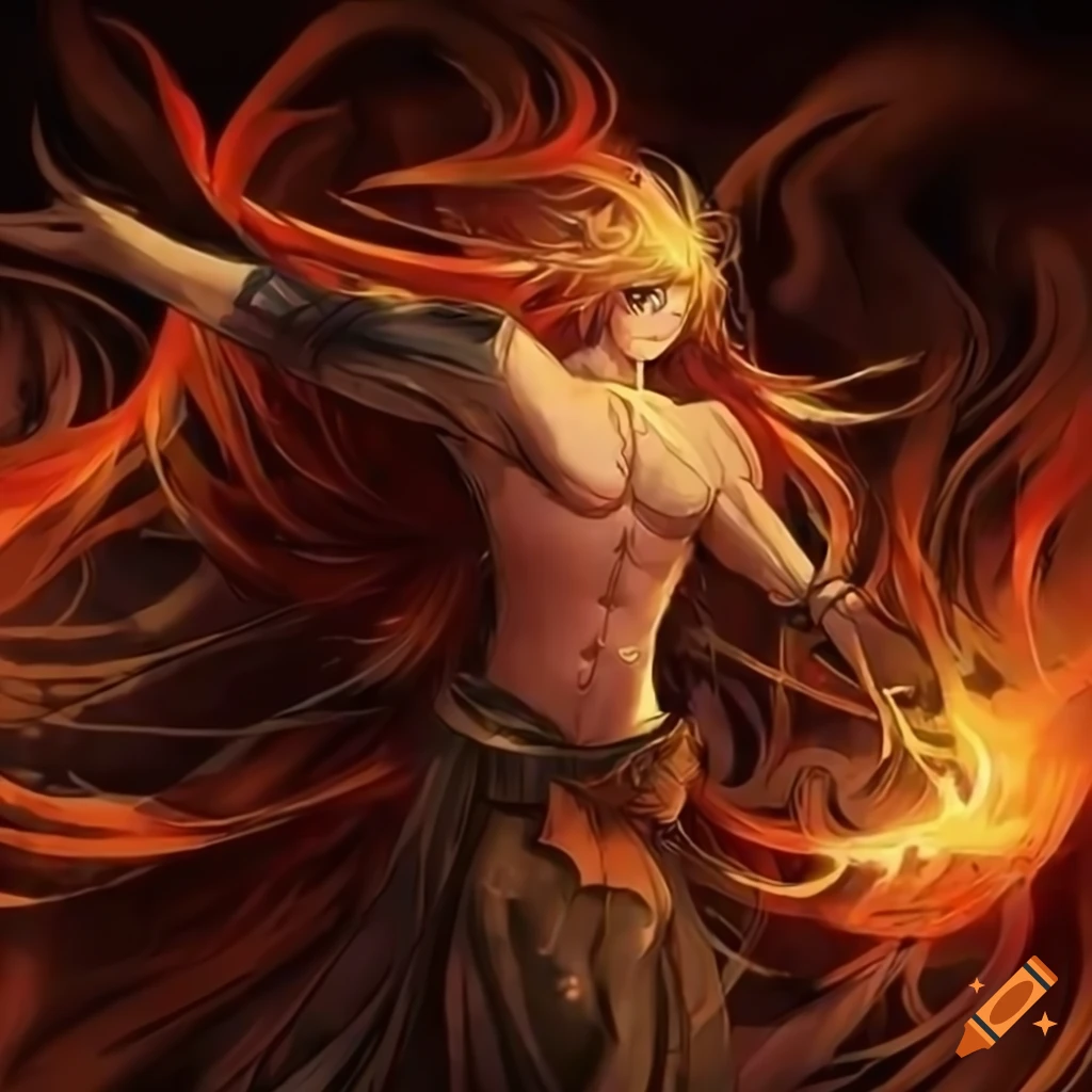 Anime artwork of sanguinus with flowing golden hair on Craiyon