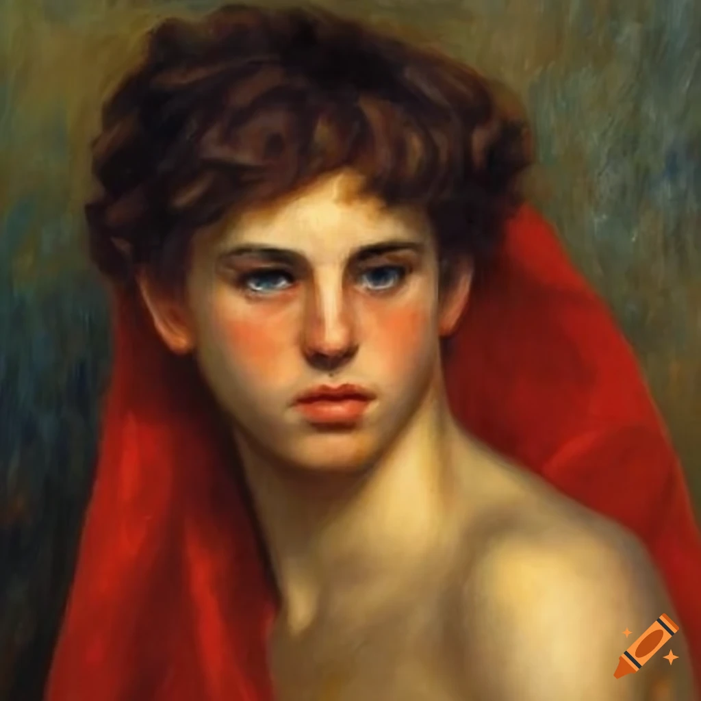 detailed oil painting of a young man