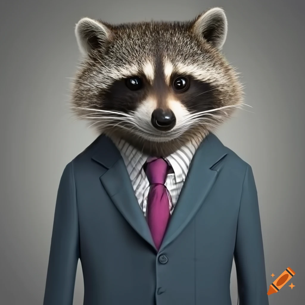 Dapper raccoon in a suit on Craiyon