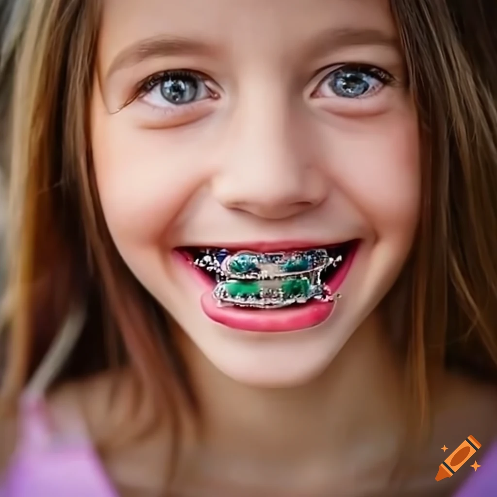 girl with orthodontic braces