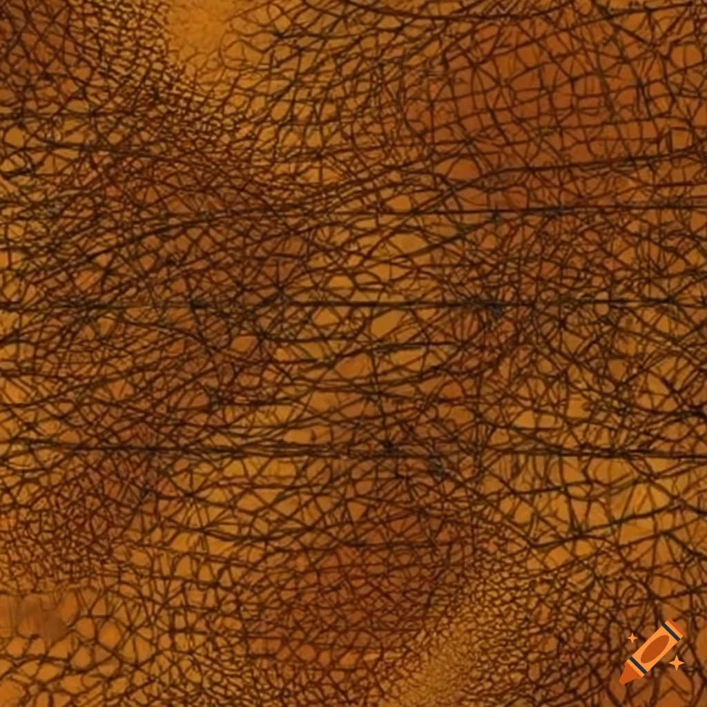 artwork featuring complex muted orange gold colors