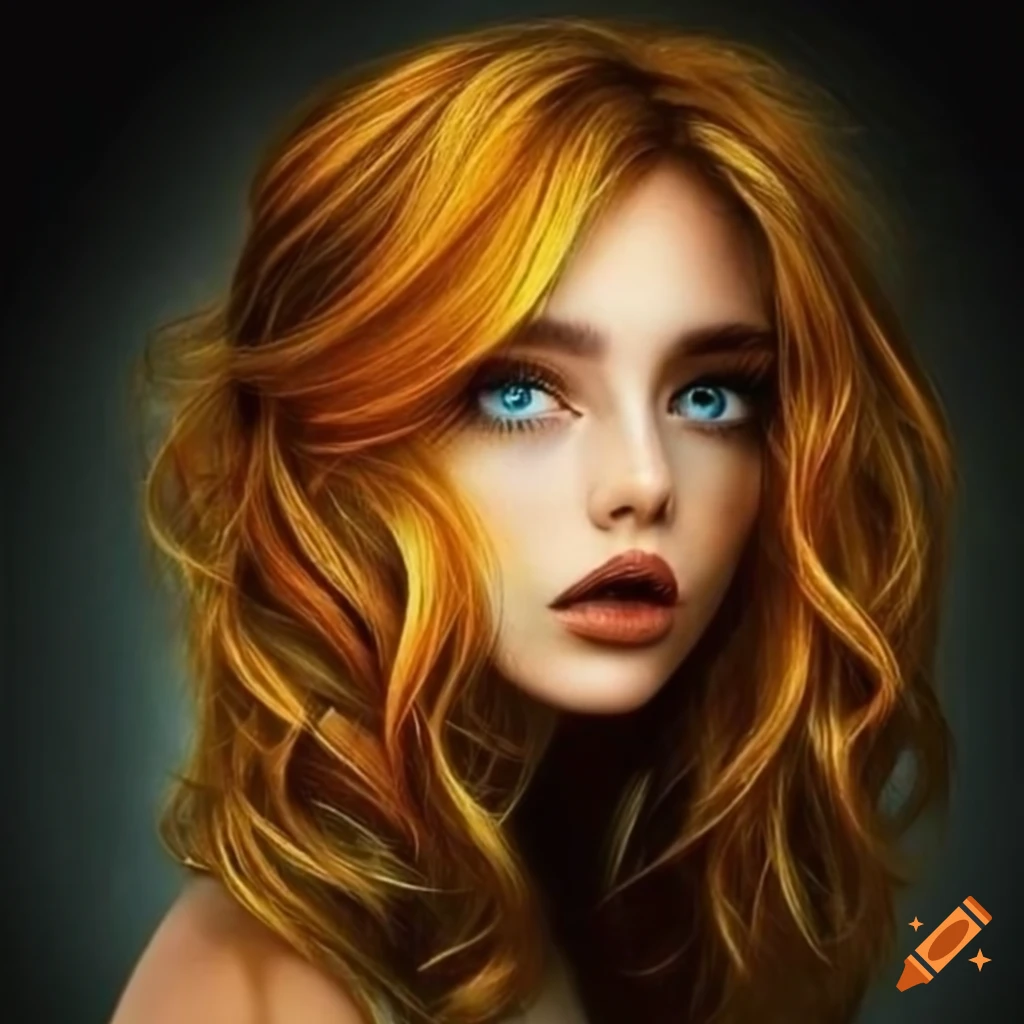 portrait of a woman with blue eyes and yellow hair