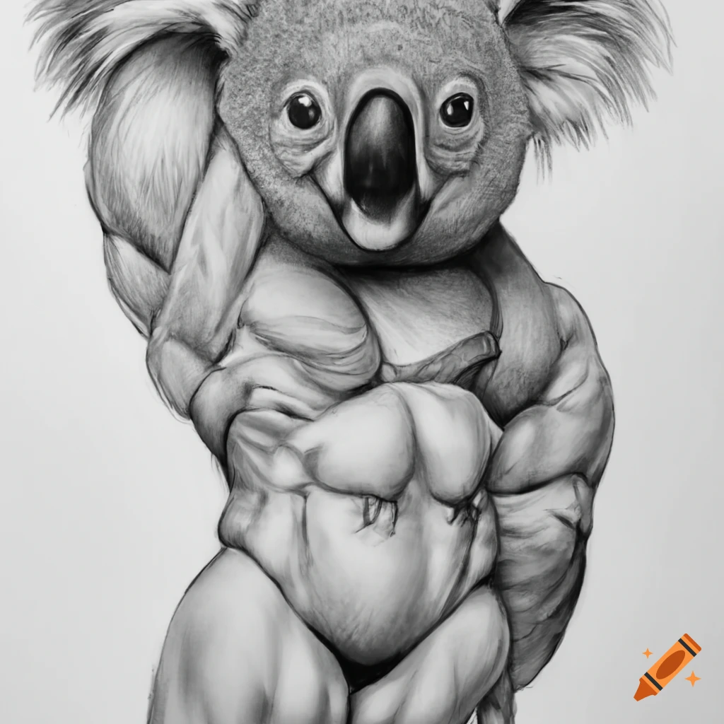 funny muscle koala illustration
