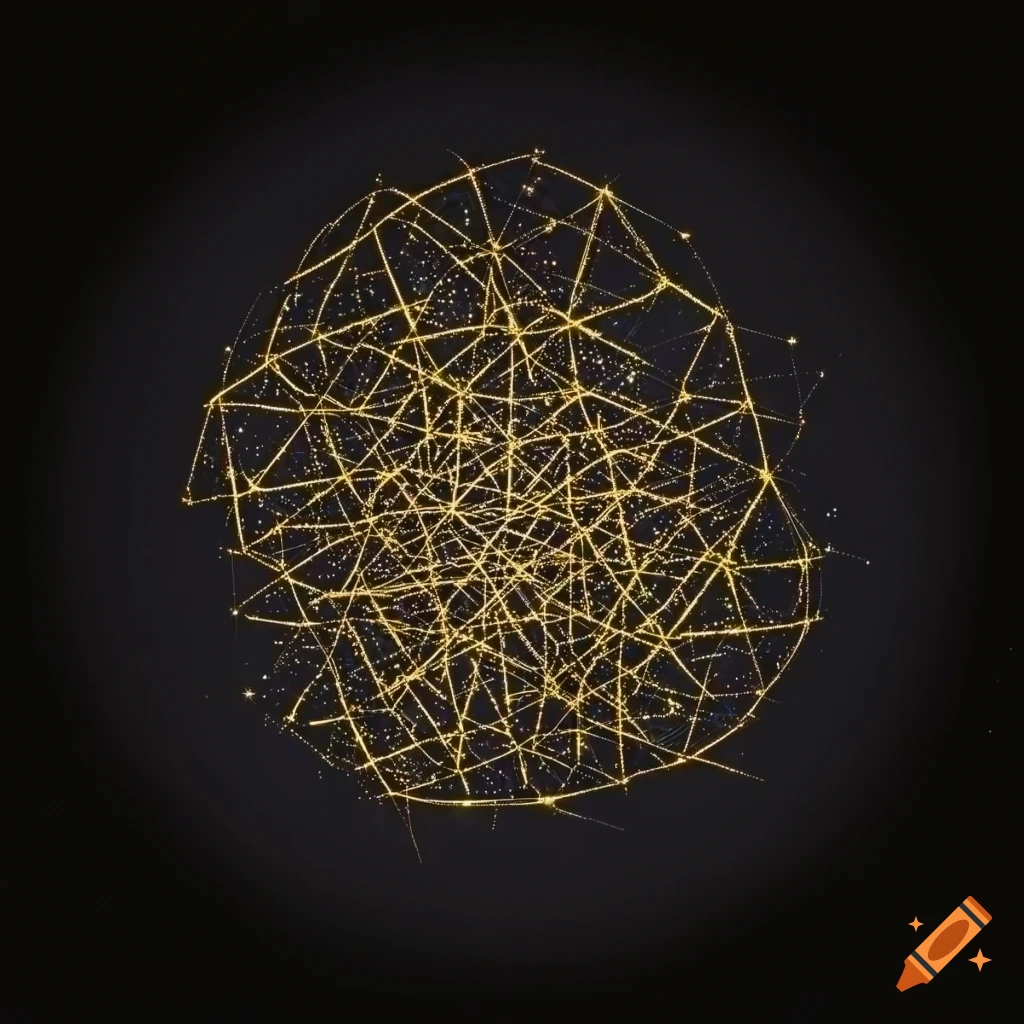 abstract golden constellation on black background