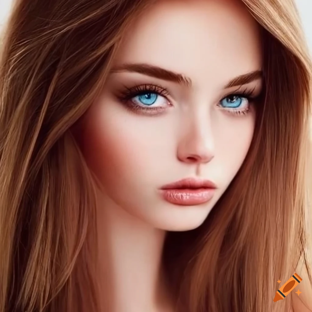 close-up portrait of a young woman with brown hair and piercing gaze