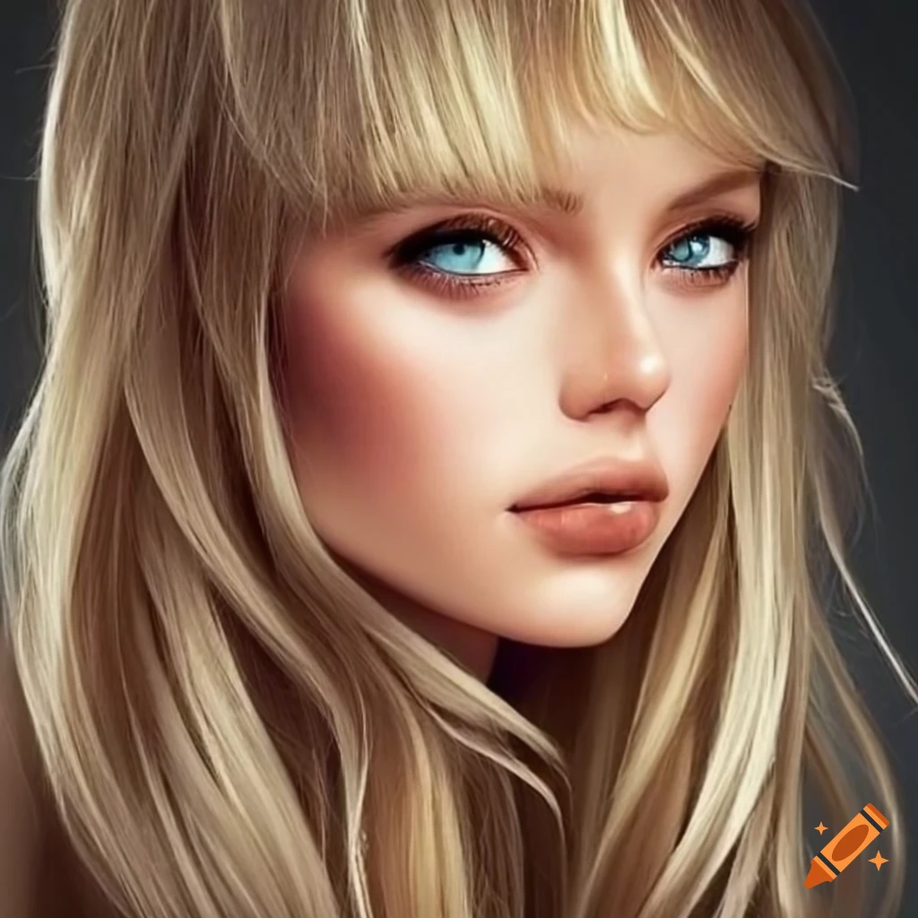 Portrait of a woman with long wavy hair and green eyes on Craiyon