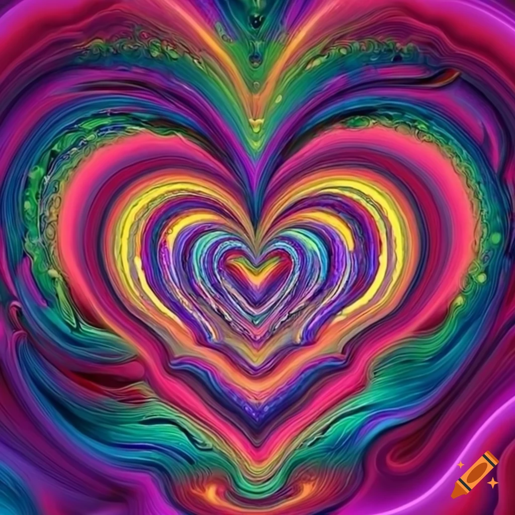 Colorful and trippy heart art on Craiyon