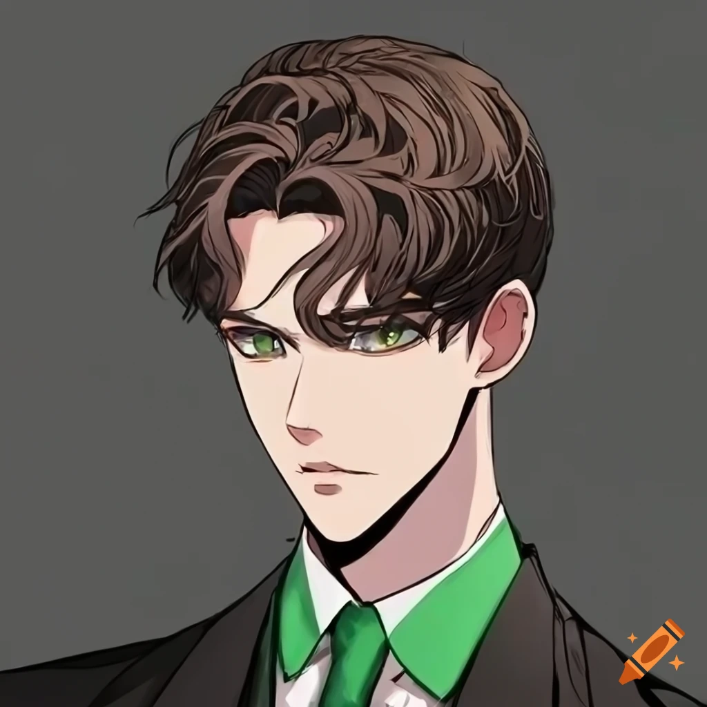 handsome man in black suit and green tie