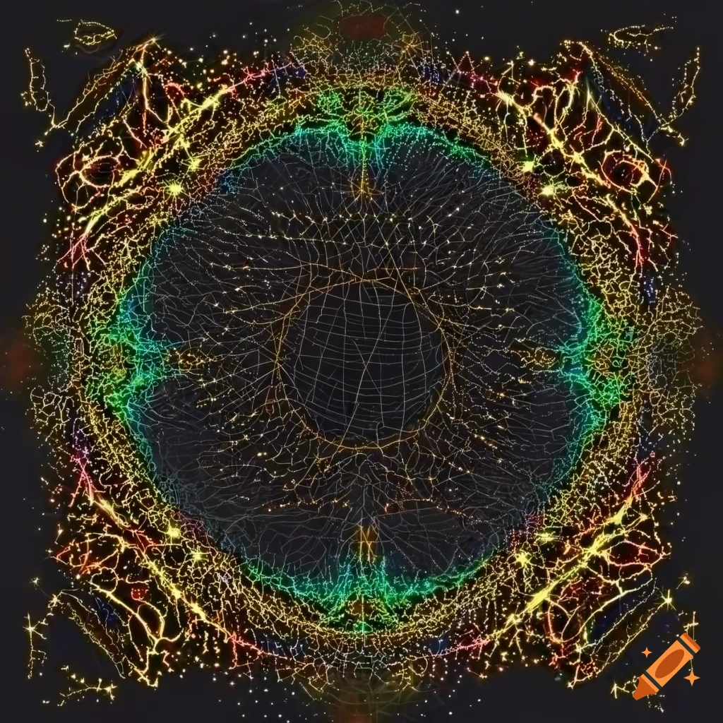 abstract golden constellation on black background