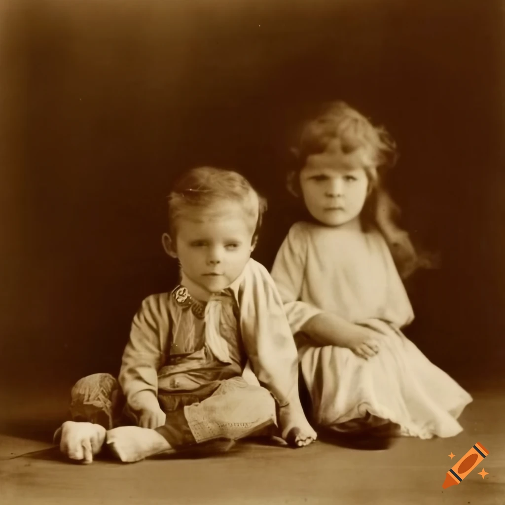 sepia-toned photo of children playing in the Victorian era