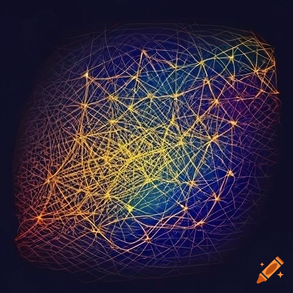 abstract golden constellation cloud on black background