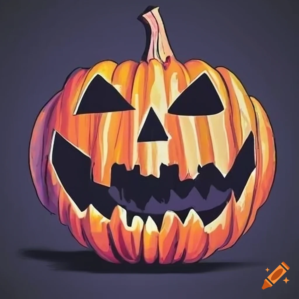 t-shirt design of a one-eyed Halloween pumpkin