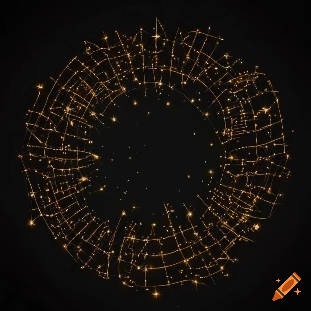 abstract golden constellation on black background