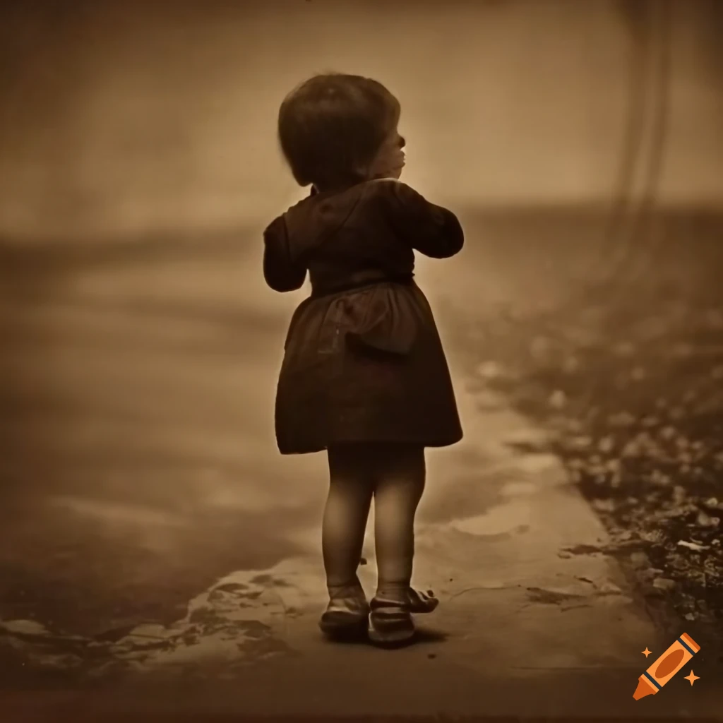 sepia-toned photo of children playing in Victorian era