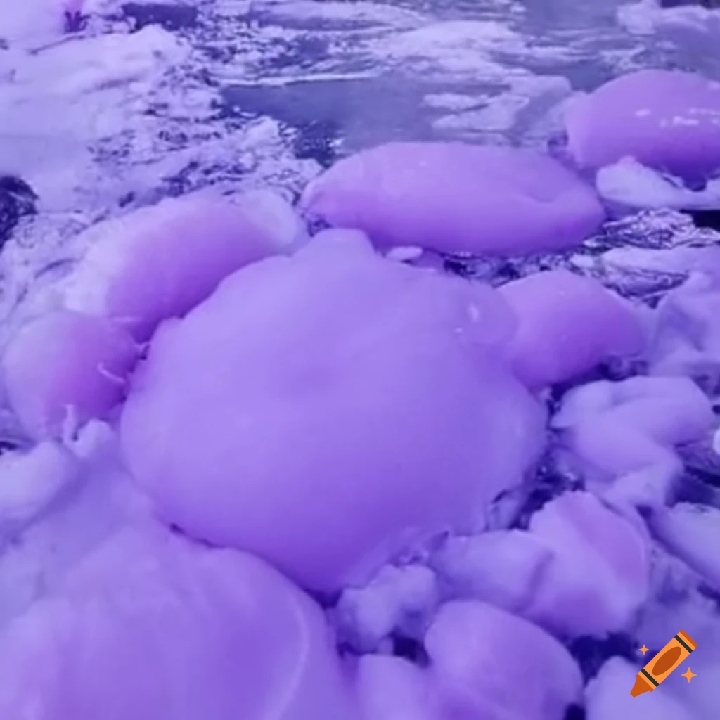 purple ice ponds in a gloomy setting