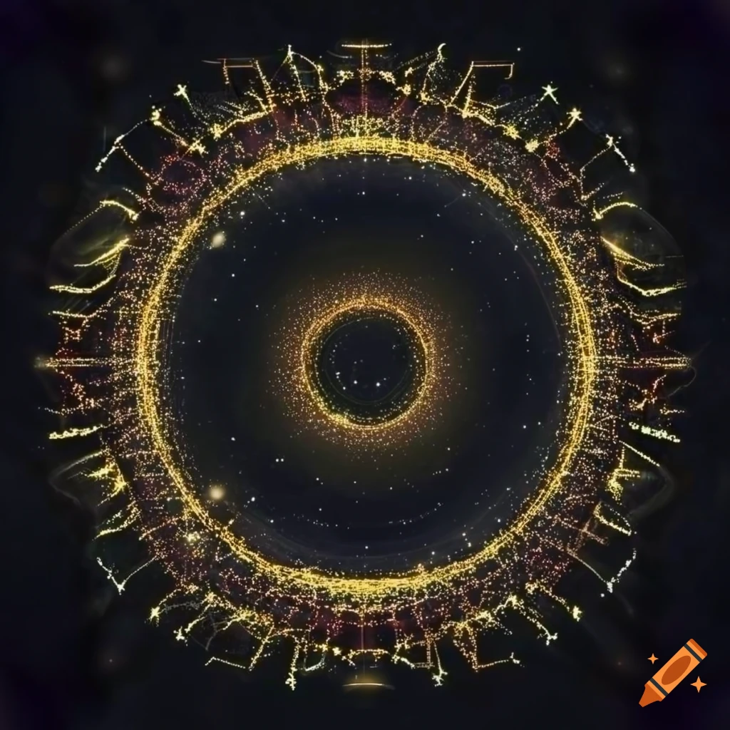 golden interconnected constellation on a black background