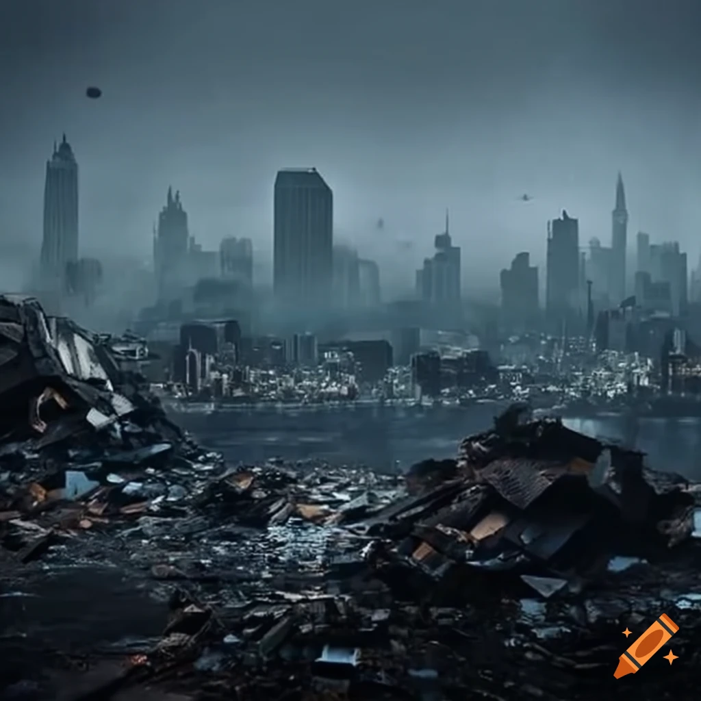cityscape depicting iron pollution
